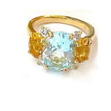 Small GUM DROP™ Ring with Blue Topaz Citrine and Diamonds