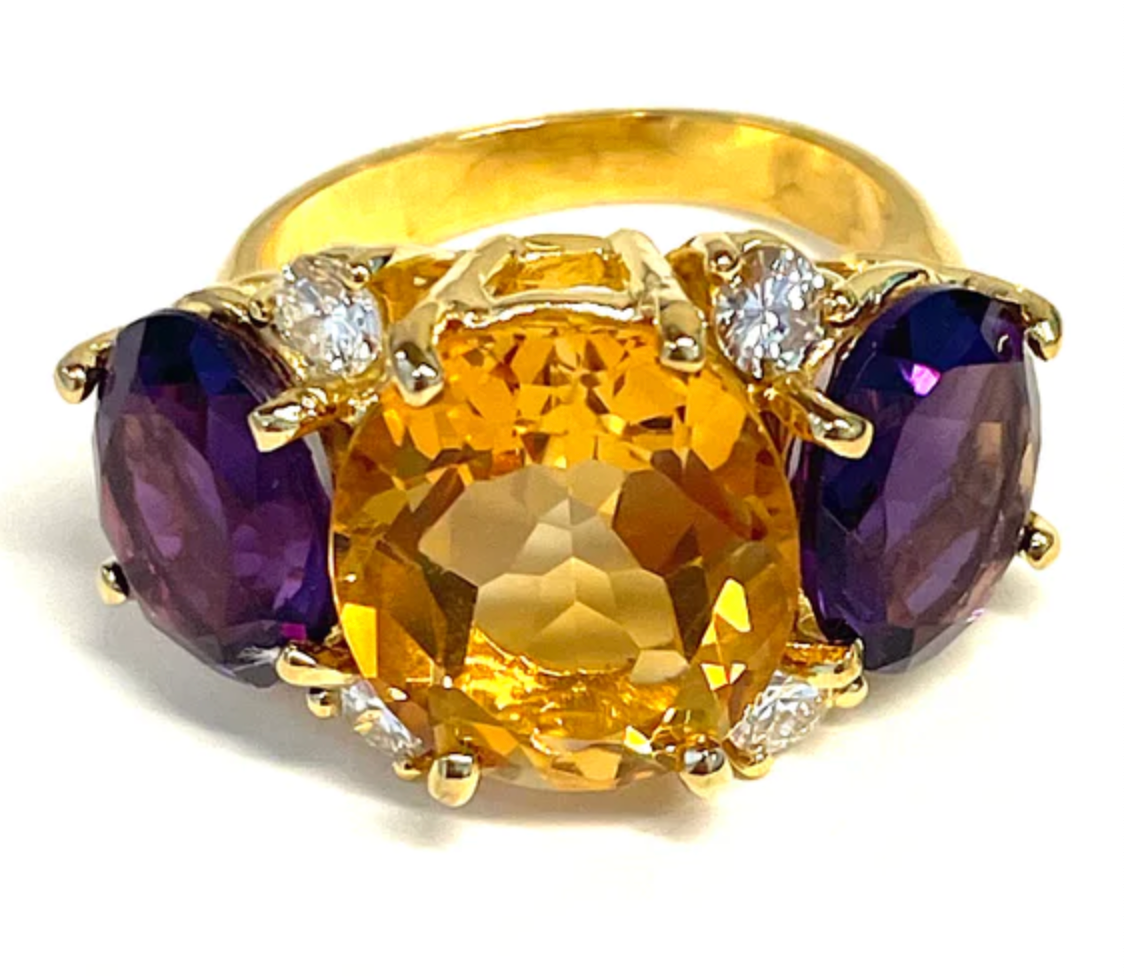 Extra Large GUM DROP™ Ring with Pink Topaz and Diamonds
