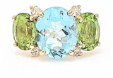 Small GUM DROP™ Ring with Blue Topaz Citrine and Diamonds