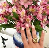 London Blue Topaz Large Cushion Ring with Diamonds