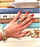 London Blue Topaz Large Cushion Ring with Diamonds