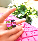 London Blue Topaz Large Cushion Ring with Diamonds