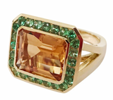 Yellow Gold Double Cushion Earrings with Rock Crystal and Smoky Topaz