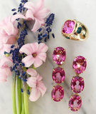 Large GUM DROP™ Earrings with Pearls and Pink Topaz and Diamonds