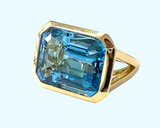 Blue Topaz Emerald Cut Ring