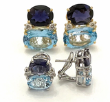 Large GUM DROP™ Earrings with Pearls and Pink Topaz and Diamonds