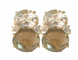 Medium GUM DROP™ Earrings with Rock Crystal and Smoky Topaz and Diamonds (Copy)