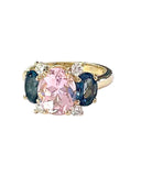 Small GUM DROP™ Ring with Pink Topaz and Blue Topaz and Diamonds