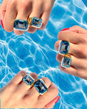 Blue Topaz Emerald Cut Ring