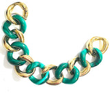 Elegant Alternating Yellow Gold Twist and White Jade Link Bracelet