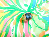 18kt Bonheur Ring with Green Amethyst, Amethyst and Blue Topaz