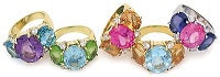 Medium GUM DROP™ Ring with Deep Pink Topaz and Orange Citrine and Diamonds