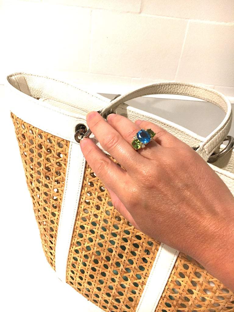 Extra Large GUM DROP™ Ring with Pink Topaz and Diamonds