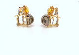 Yellow Gold Double Cushion Earrings with Rock Crystal and Smoky Topaz