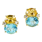 Medium GUM DROP™ Earrings with Citrine and Blue Topaz and Diamonds