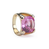 London Blue Topaz Large Cushion Ring with Diamonds