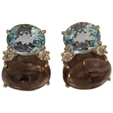 Large GUM DROP™ Earrings with Blue Topaz and Cabochon Smoky Topaz and Diamonds