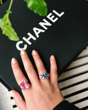 London Blue Topaz Large Cushion Ring with Diamonds