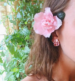 Double Cushion Green Quartz Diamond Yellow Gold Earrings