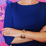 18kt Yellow Gold Large Cushion Ring with Citrine and Diamond