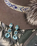 18kt Yellow Gold Three Drop Earring with Blue Topaz and Diamond