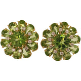 Peridot Diamonds Gold Flower Earrings