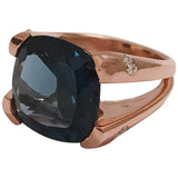 London Blue Topaz Large Cushion Ring with Diamonds