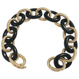 Elegant Alternating Yellow Gold Twist and White Jade Link Bracelet