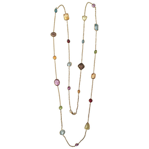Elegant Multiple Semi Precious Stone Gold Necklace