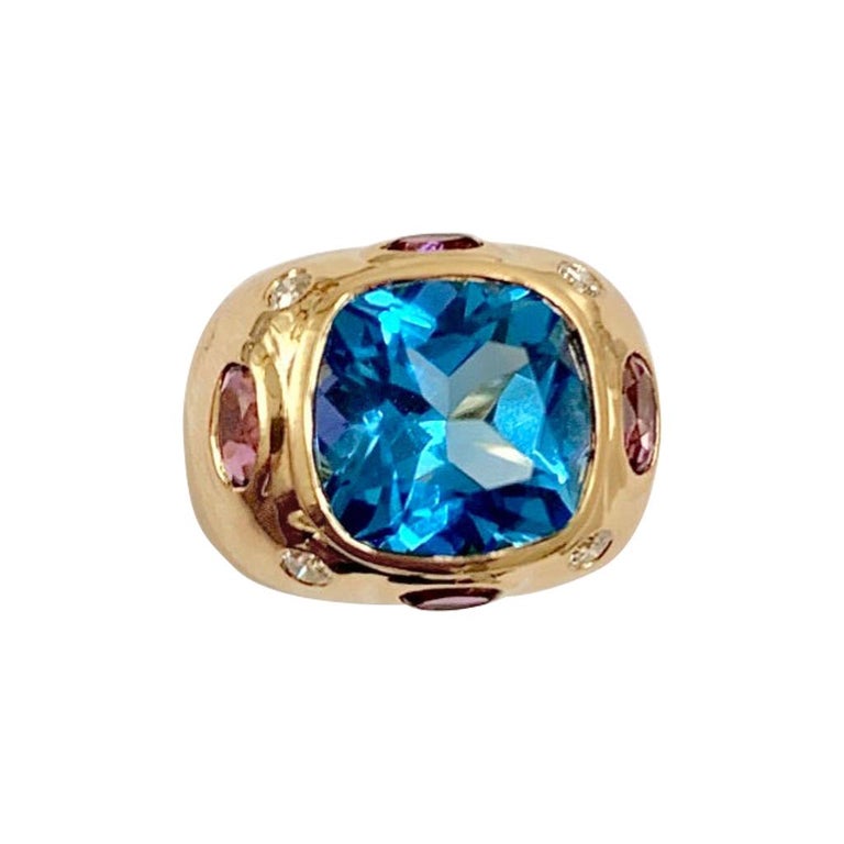 Bonheur Ring with Citrine, Amethyst and Pale Amethyst Domed Ring
