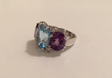 Medium GUM DROP™ Ring with Blue Topaz Violet Amethyst and Diamonds