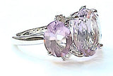 Medium 18kt White Gold GUM DROP™ Ring with Morganite and Rose De France Amethyst and Diamonds