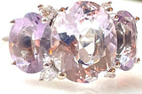 Medium 18kt White Gold GUM DROP™ Ring with Morganite and Rose De France Amethyst and Diamonds