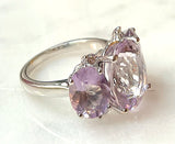 Medium 18kt White Gold GUM DROP™ Ring with Morganite and Rose De France Amethyst and Diamonds