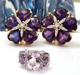 18kt Yellow Gold Large Sand Dollar Earring with Amethyst and Diamonds