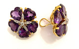 18kt Yellow Gold Large Sand Dollar Earring with Amethyst and Diamonds