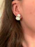 Yellow Gold Pear Drop Earring with White Jade and Bezel Set Turquoise Accent