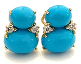 Large GUM DROP™ Earrings with Cabochon Turquoise and Diamonds