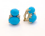 Large GUM DROP™ Earrings with Blue Topaz and Cabochon Turquoise and Diamonds