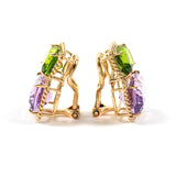 18kt Yellow Gold Two Stone Cushion Cut Earring with Rope Twist Border