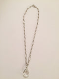 Elegant Marquise Link Chain Necklace with Removable Rock Crystal Pendant