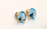 Cabochon Blue Topaz Stud Earring