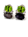 Medium GUM DROP™ Earrings with Peridot and Iolite and Diamonds