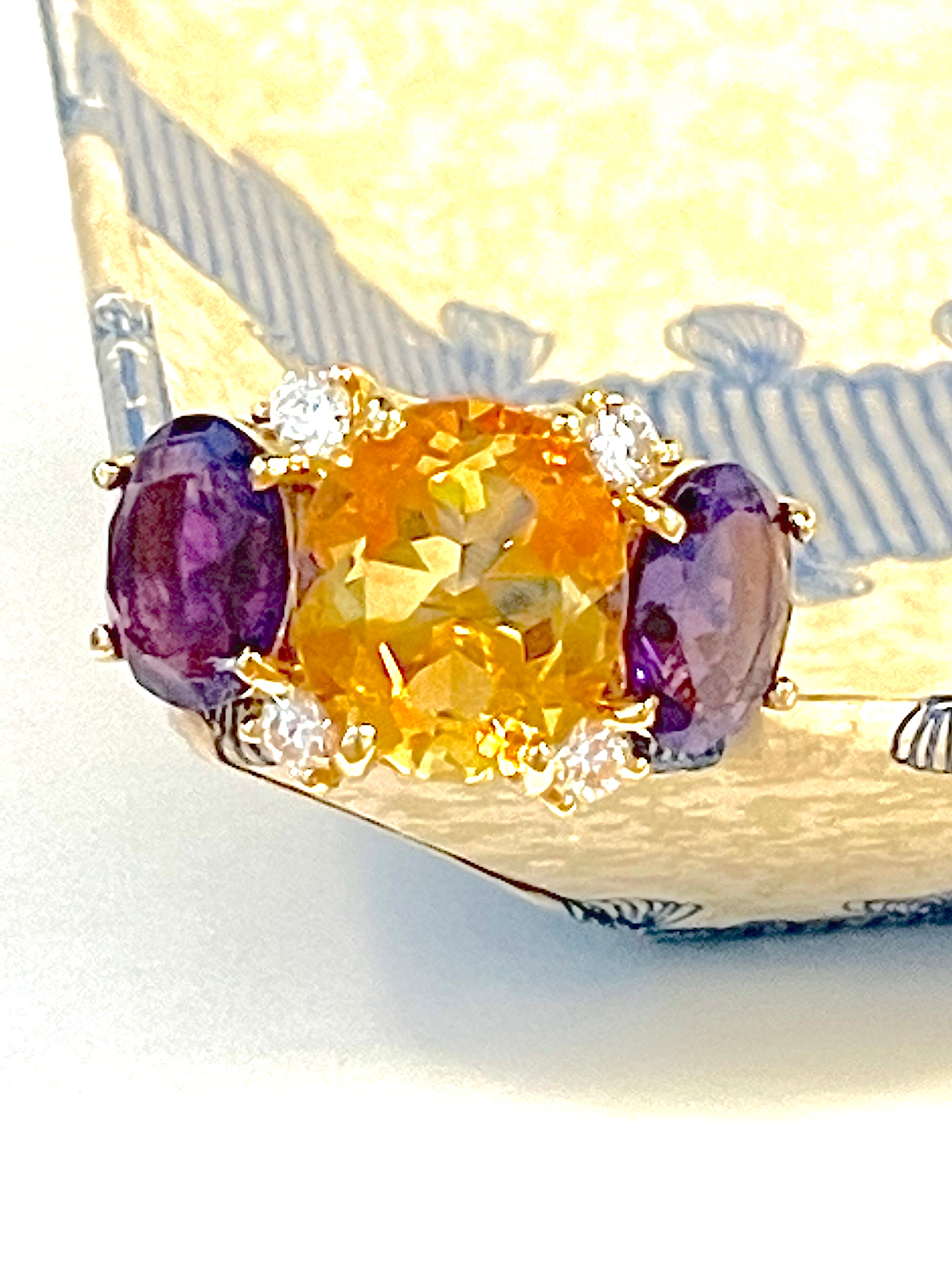 Large GUM DROP™ Ring with Citrine and Amethyst and Diamonds