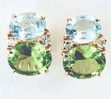 Medium GUM DROP™ Earrings with Blue Topaz Peridot and Diamonds