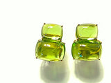 18Kt Yellow Gold Cushion Cut Cabochon Peridot Earrings with Diamonds