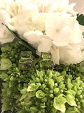 18Kt Yellow Gold Cushion Cut Cabochon Peridot Earrings with Diamonds