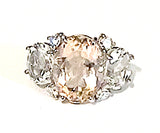 Medium 18kt White Gold GUM DROP™ Ring with Morganite and Rose De France Amethyst and Diamonds