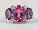 Large GUM DROP™ Ring with Pink Topaz and Amethyst and Diamonds