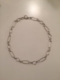 Mixed Shape 18kt White Gold Link Necklace with Toggle Closure